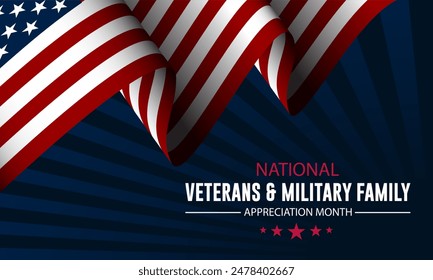 Happy National Veterans And Military Family Appreciation Month Is November. Background Vector Illustration