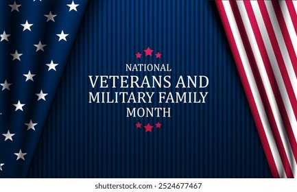 Happy National Veterans And Military Family Appreciation Month Is November. Background Vector Illustration