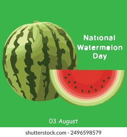 Happy National Watermelon Day 3 august, watermelon day banner, poster. watermelon vectors white background. eps file.