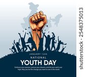 Happy National Youth day greeting card, people group. abstract vector illustration design