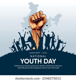 Happy National Youth day greeting card, people group. abstract vector illustration design