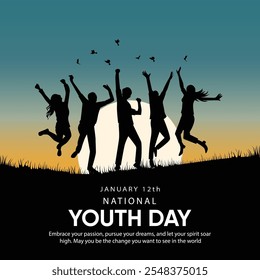 Happy National Youth day greeting card, people group. abstract vector illustration design