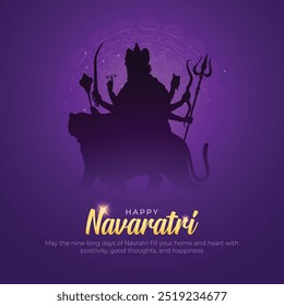 Feliz cartão de cumprimentos e Post Navaratri. Hindu Festival Shubh Navratri Fundo com texto e Deusa Durga Mata Ilustração Vetor