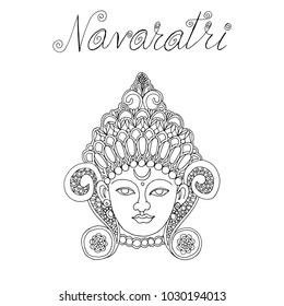Happy Navaratri, Vector Illustration based on Beautiful background with Maa Durga face.