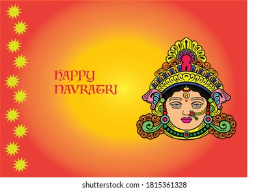Felices antecedentes de Navratri con cara de Diosa Durga