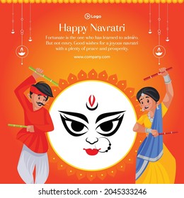 Happy Navratri banner design template.