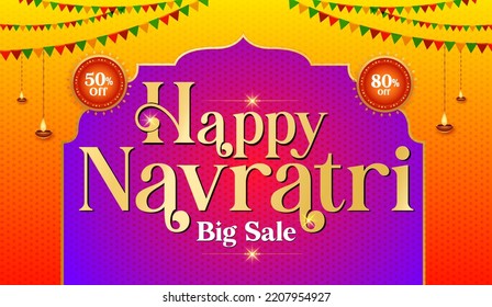 Happy Navratri banner for Logo Design, Poster, Unit, Web, Vector, Holiday, Tag, Celebration background, Greeting Card Template illustration