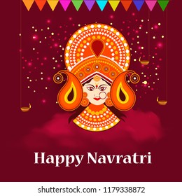 Happy Navratri Card Background Beautiful Maa Stock Vector (Royalty Free ...