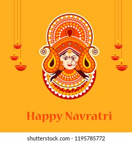 Happy Navratri Card Background Beautiful Maa Stock Vector (Royalty Free ...