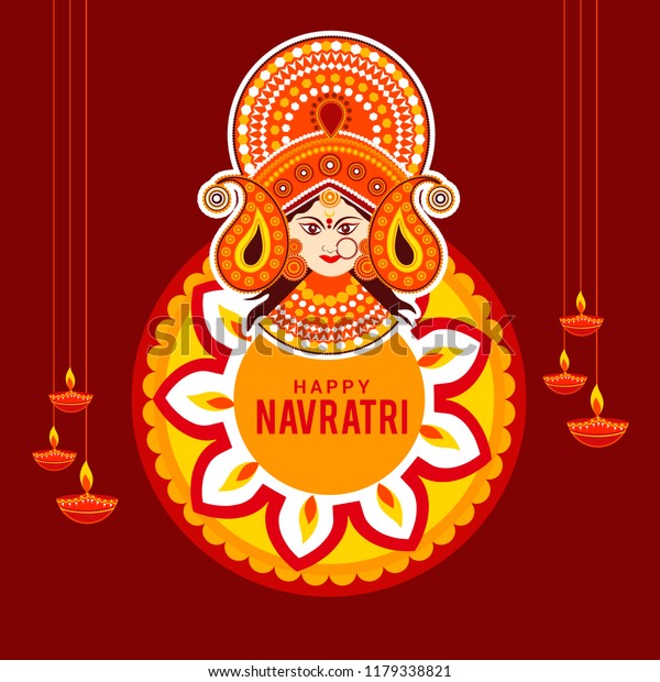 Happy Navratri Card Background Beautiful Maa Stock Vector (Royalty Free ...