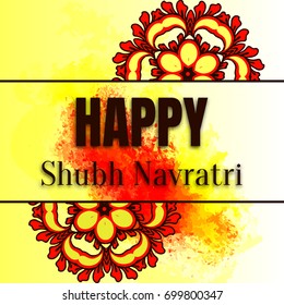 Happy Navratri celebration background with different elements, Can be used as Poster, Banner or Flyer design for Indian Festival concept.