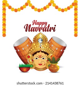 Happy navratri celebration background with vector illustration