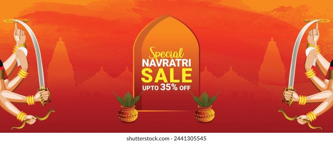 Banner feliz de la celebración de navratri con ilustración vectorial