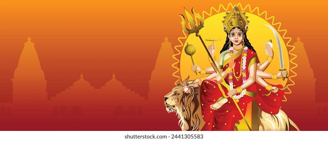 Happy navratri celebration banner with vector  illustration