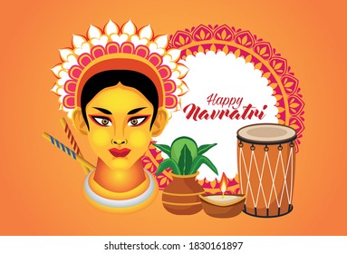 Happy Navratri Celebration Goddess Amba Set Stock Vector (Royalty Free ...