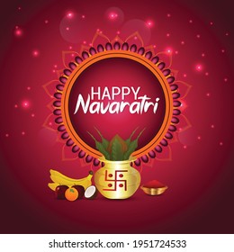 Happy navratri celebration with lights and flowers 