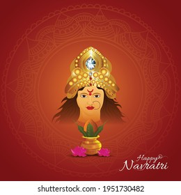 Happy navratri celebration with lights and flowers