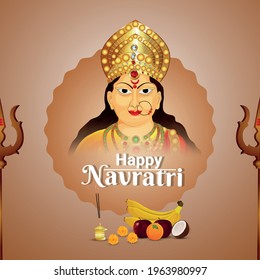 Happy navratri celebration vector illustration of Goddess durga illustration