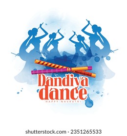 Happy Navratri, Couple Playing Garba and Dandiya in Navratri Celebration and Disco Night