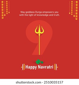 Feliz Navratri Creative Social Media Saudações. 9 dias Durga Puja. Dussehra, Dasara, Vijayadashami Post Modelo Vetor Design. Saudações dos festivais indianos hindus