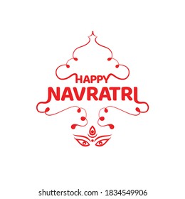 Happy Navratri in decorative form with lord Durga eyes.  Nine days festival of lord Durga it means Navratri.  svg