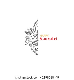 Happy Navratri Durga Maa Face Color Vector Illustration