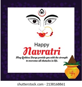 Happy Navratri And Durga Pooja Indian  Festival Celebration Vector Illustration
