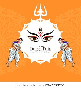 Happy Navratri and Durga puja festival religious background design vector
