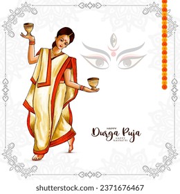 Happy Navratri and Durga puja festival celebration card vector