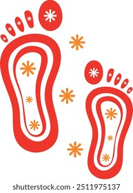 happy navratri and durga puja festival celebration vector art flat  design foot print illustrations