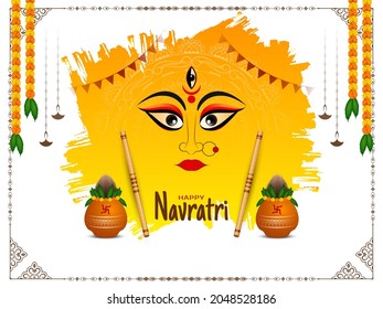 Happy Navratri and Durga puja holy festival celebration background vector