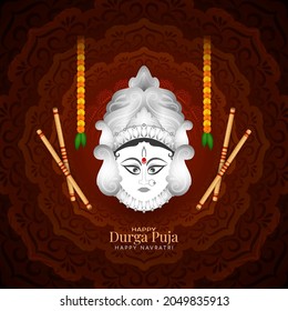 Happy Navratri and Durga puja holy festival celebration background vector