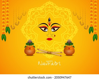 Happy Navratri and Durga puja holy festival celebration background vector