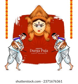 Happy Navratri and Durga puja Indian festival greeting background vector