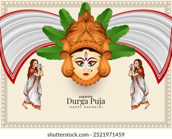 Feliz Navratri e puja Durga indiano tradicional vetor de design de fundo festival