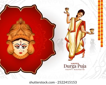 Happy Navratri and Durga puja Indian traditional festival background design vector