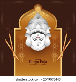 Happy Navratri and Durga puja religious Hindu festival background vector