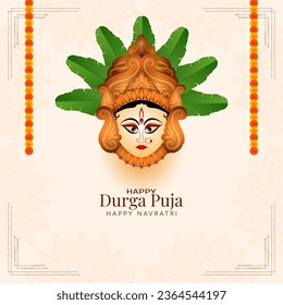 Happy Navratri and Durga puja religious indian festival background design vector