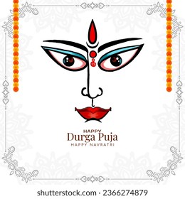 Happy Navratri and Durga puja traditional hindu festival card design vector