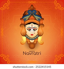 Happy Navratri and Durga puja traditional festival greeting card vector