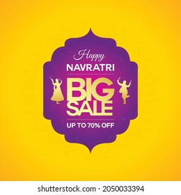 Happy Navratri Festival Big sale Offer, Template, Banner, Logo Design, Poster, Unit, Label, Web Header, Vector, illustration, Tag, Dandiya Celebration background, Sign, Symbol, 70%off, Modern logo svg