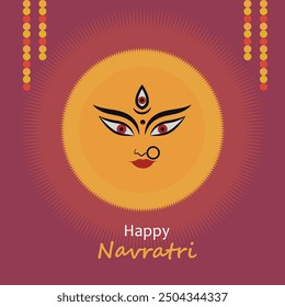 Happy Navratri festival celebration  banner  or poster design, illustration or vector of Goddess Durga Maa, woman dancing