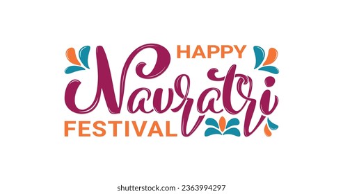 Happy Navratri Festival Illustrations vector. Vibrant Designs, Handwritten Modern calligraphy Artworks. Suitable for festivals or events visually appealing and recognizable
