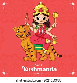 Happy Navratri festival wishes with goddess Kushmanda illustration banner design.