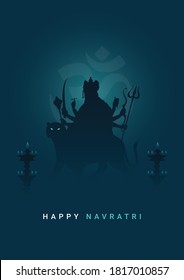 Happy Navratri, Garba, Durga Puja, Navami Minimal Poster-Vector