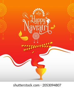 Happy Navratri Greeting Background Template Design Vector Illustration