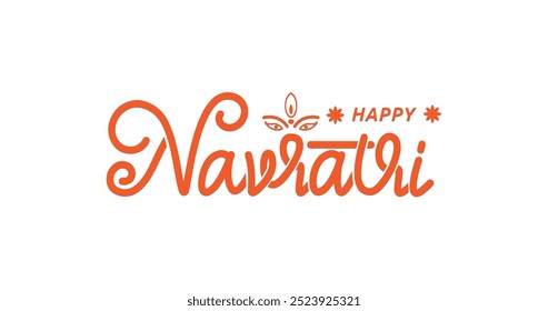 Happy Navratri handwritten Vector Typography. Great for Banner and Greeting Card Celebrations of the Festival of India, Perfect for Posters, Social Media, and Cultural Events