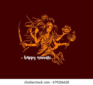 Happy navratri icon, godess pooja, vector illustration