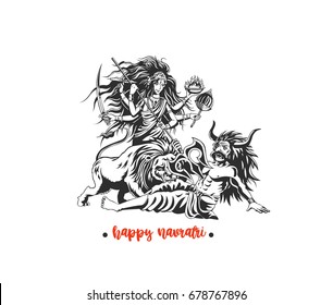 Happy navratri icon, vector illustration