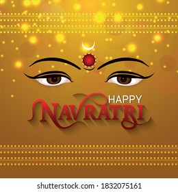 Happy Navratri illustration of Goddess Durga for durga puja.